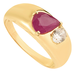 Bombe Style 1.20ct Ruby and Diamond Toi Et Moi 14k Gold Ring Size 4