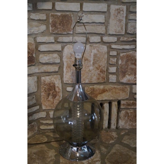 Chrome 1960s Chrome and Smoked Glass Table Lamp For Sale - Image 8 of 9