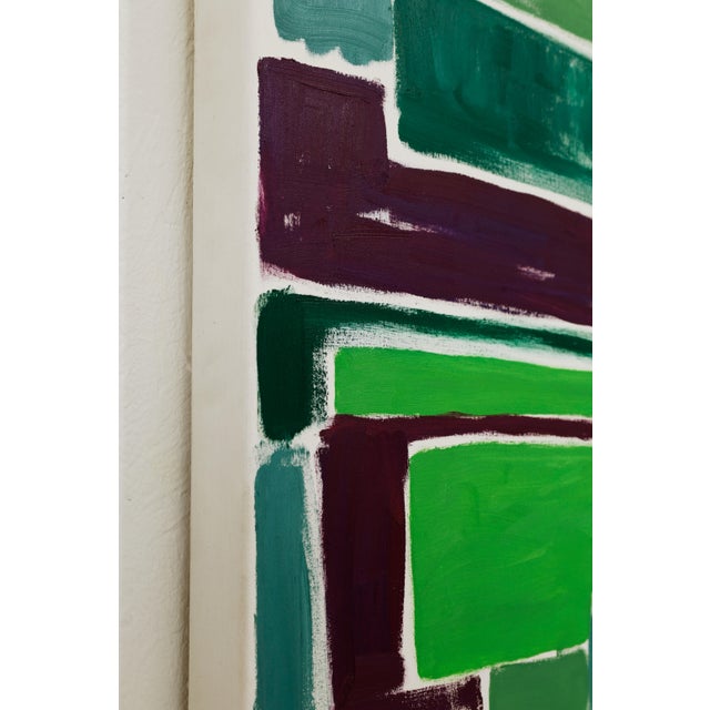 2020s "Squares / Green Purple" Large Abstract Painting by Simon Findlay - Set of 2 For Sale - Image 5 of 15