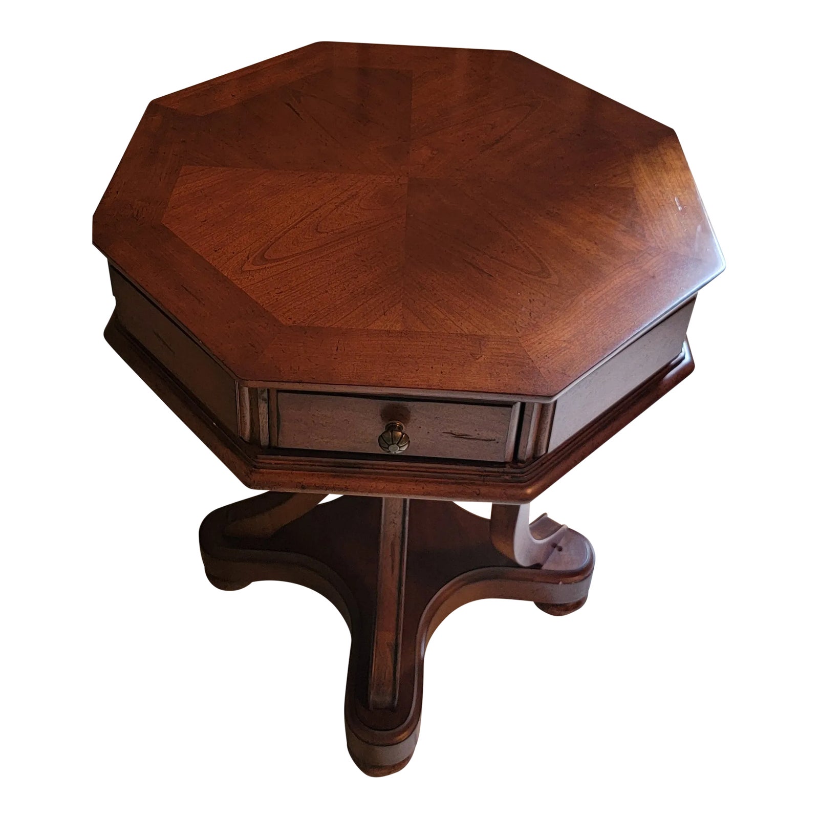 Vintage Mid-Century Octagon Pedestal Table | Chairish