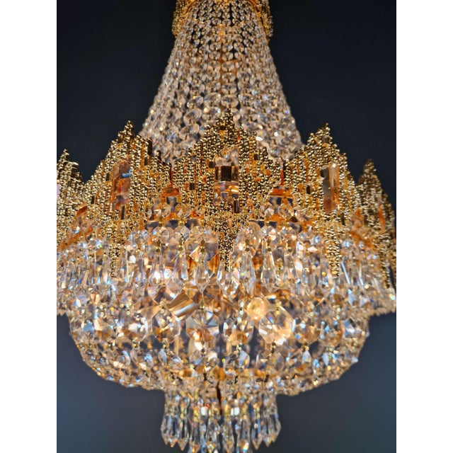 Modern Gold Chandelier Crystals Empire Basket New Classic For Sale - Image 6 of 7