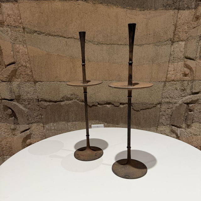 Mid-Century Modern Cast IronTall Candlestick Holders Jens Quistgaard for Dansk Mid-Century Modern For Sale - Image 3 of 11