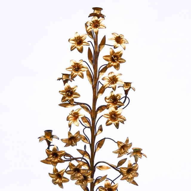 Large Gilded Metal Church Candelabras, 19th Century, Set of 2 For Sale - Image 5 of 14
