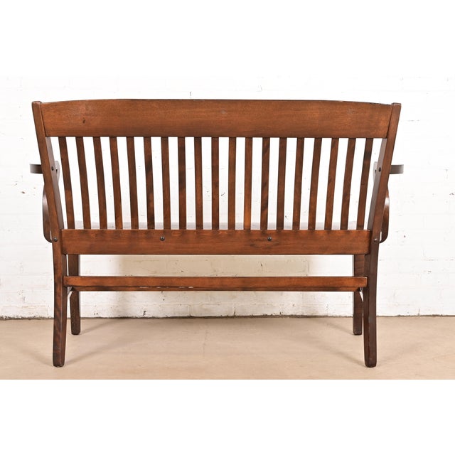 Antique Arts & Crafts Solid Walnut Lawyer's Bench, Circa 1920s For Sale - Image 11 of 12