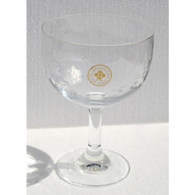1930s Art Deco Flemington Cut Glass Champagne Coupe Hand-Cut Daisy Floral Designs For Sale In Miami - Image 6 of 13