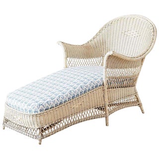 Early 20th Century Vintage Painted Bar Harbor Willow and Wicker Chaise Lounge For Sale