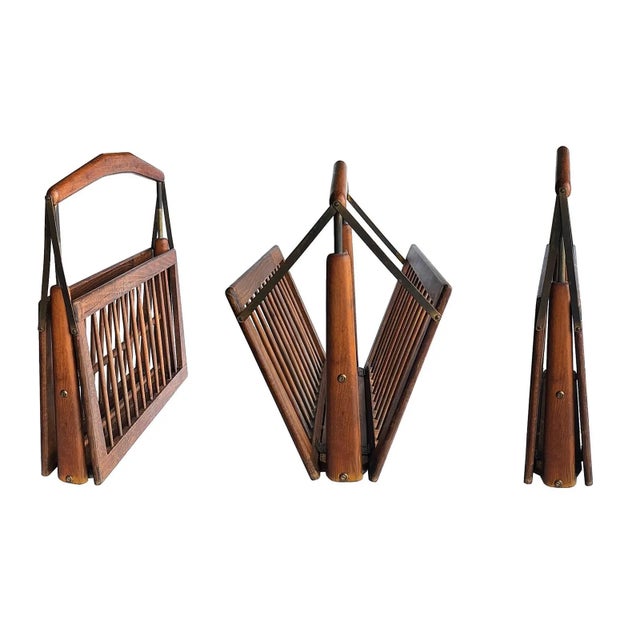 1950s Italian Walnut Wood Magazine Rack by Cesare Lacca For Sale In Miami - Image 6 of 10