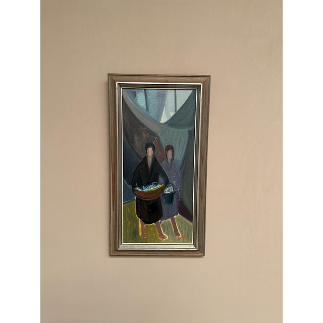 Erik Lo, Figures, 1950s, Oil on Canvas, Framed For Sale - Image 4 of 17