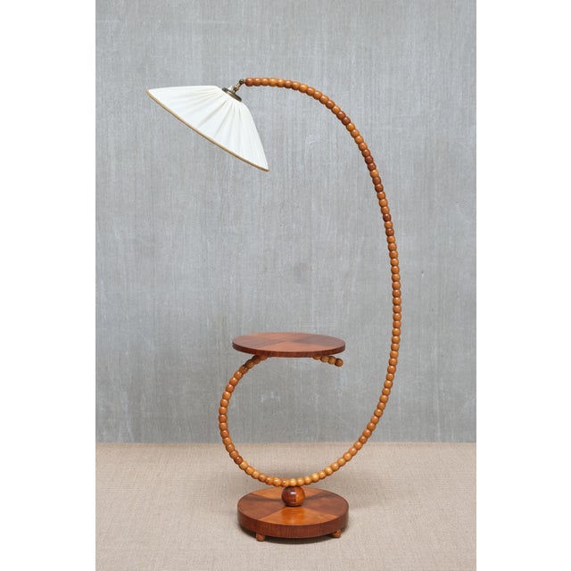 Swedish Modern Sculptural Floor Lamp with Table & Turned Orb Arm, Late 1930s For Sale - Image 12 of 14