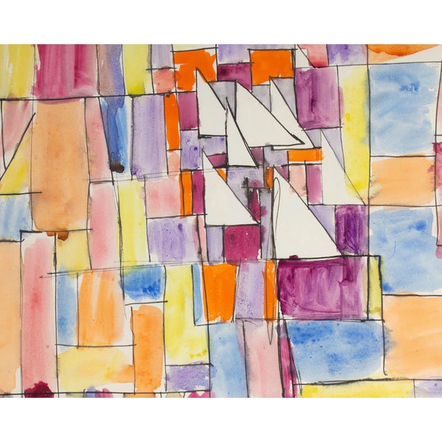 1961 Abstract Watercolor Painting Signed by Harry Hilson For Sale In Indianapolis - Image 6 of 7