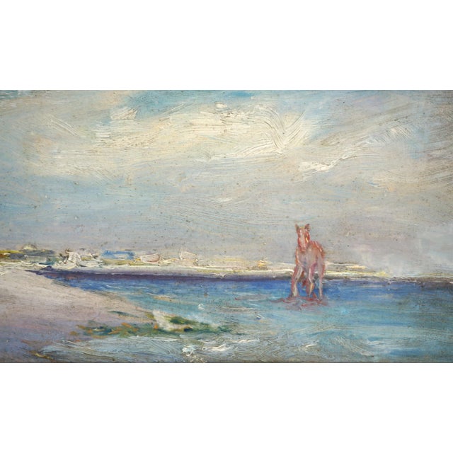American Early 20th Century Allegorical Figurative -- Pale Horse Coming to Shore by Cash Arthur Bond For Sale - Image 3 of 5