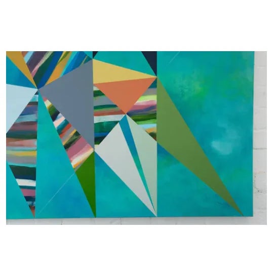 Original Painting Abstract Art , Geometric, Artist Signed - Whimsical Kites, 40"x36" For Sale - Image 9 of 9