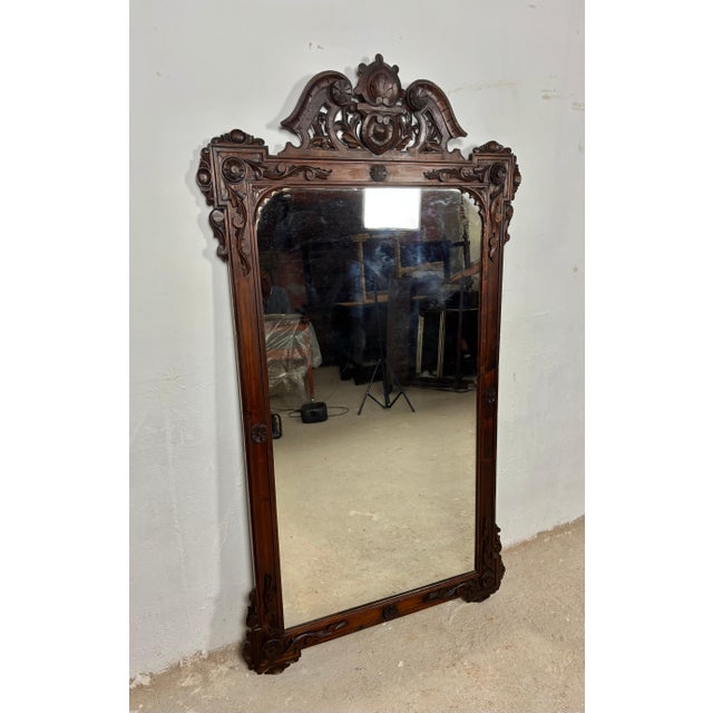 Large Renaissance Revival Hardwood Mirror, Early 20th-Century For Sale - Image 11 of 16