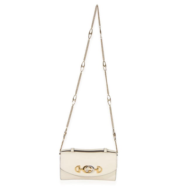 White Cream Smooth Calfskin Mini Zumi Chain Shoulder Bag For Sale - Image 8 of 8