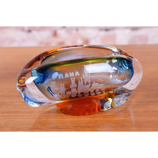 Mid-Century Czech Glass Vase with Ashtray by Josef Rozínek, 1950s For Sale - Image 6 of 13