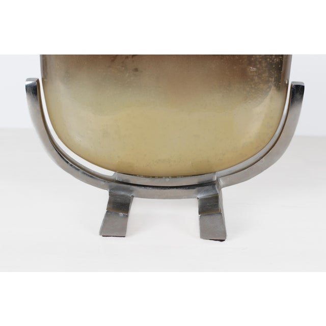 Mid-Century Modern Smoked Gold Glass and Chrome Large Sculptural Jardinière For Sale - Image 12 of 14