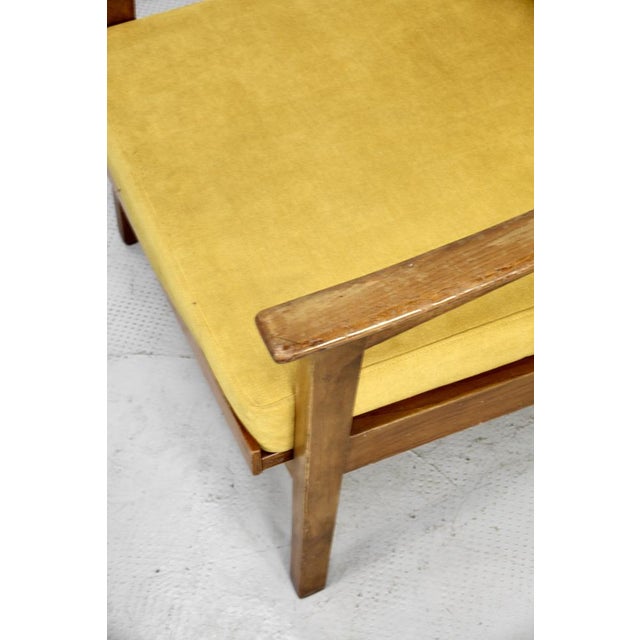 Mid-Century Italian Armchair in Teak and Mustard Velvet, 1960s For Sale - Image 6 of 9