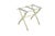 This vintage folding luggage rack features a classic scissor-frame design crafted from wood painted in a light cream or...