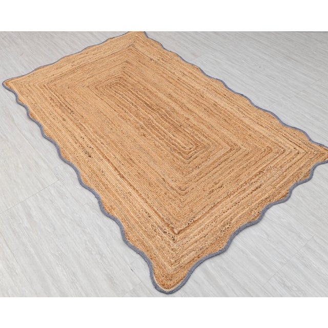 9x12Ft. Grey Wave Scallop Jute Rug For Sale - Image 12 of 12