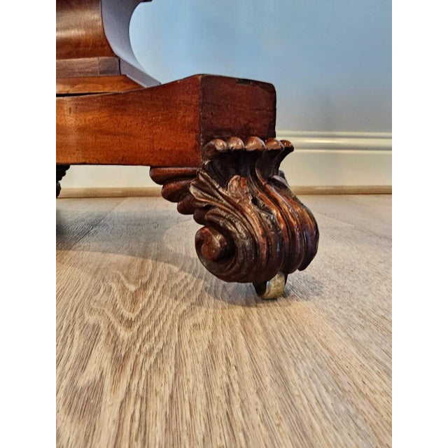 Wood Antique English William IV Period Mahogany Inlaid Chessboard Top Sewing Stand For Sale - Image 7 of 13