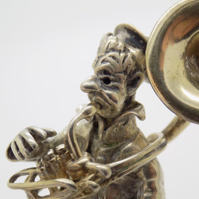 Silver Vintage Italian Handmade Genuine Silver Angini Branded Street Artist With Instrument Figurine, Made in Tuscany (Arezzo) For Sale - Image 8 of 13