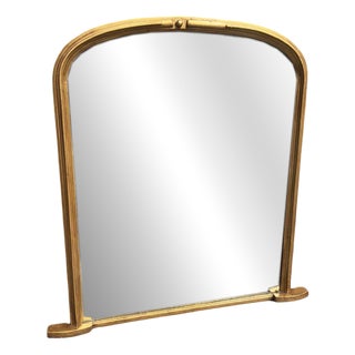 Large Antique English Arched Top Gilt Overmantle Mirror, 19th Century For Sale