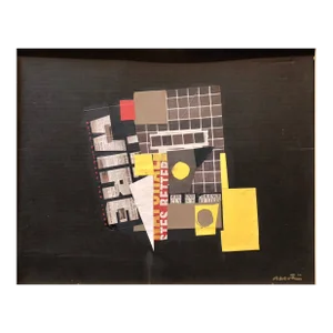 Ronald Ahlstrom, Abstract Mixed Media Torn Paper Collage Pop Expressionist Painting