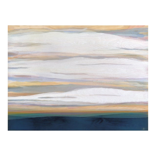 Wild Skies 4 - Original Gold Leaf Abstract Landscape Acrylic Painting on Wood Panel For Sale