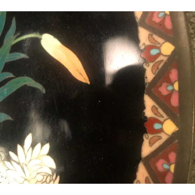 Black Meiji Period 19th Century Japanese Cloisonné Charger For Sale - Image 8 of 9