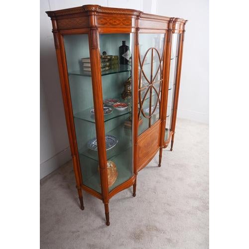 Victorian Satinwood Inlaid Display Cabinet, 1880s For Sale - Image 11 of 17