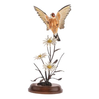 Hand Painted Porcelain & Bronze Bird Sculpture from Royal Worcester For Sale
