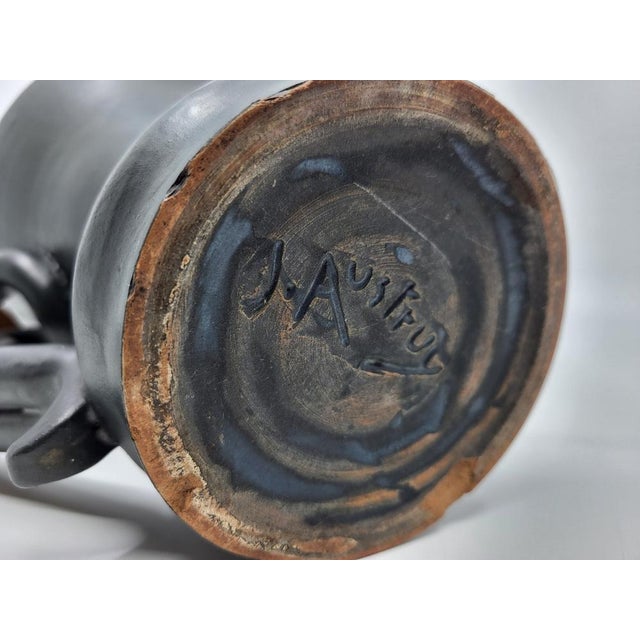 French Ear Vase in Black Ceramic by Jean Austruy, 1950 For Sale - Image 16 of 17