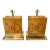 Pair of Blond Burl and Brass Lamps For Sale