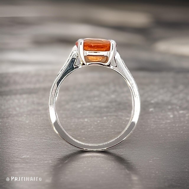 Blue Natural Orange Sapphire Diamond Ring 6.75 14k W Gold 2.6 TCW Certified For Sale - Image 8 of 18