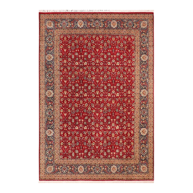 Floral Pak-Persian Adele Red/Blue Wool Rug - 10'0'' X 14'0'' For Sale