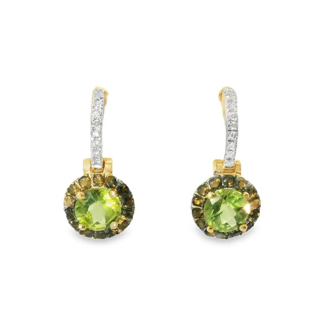 Gorgeous 14K White Yellow Two-Tone Gold Diamond Peridot Earrings Metal: 14K White & Yellow Two-Tone Gold Gemstones:...