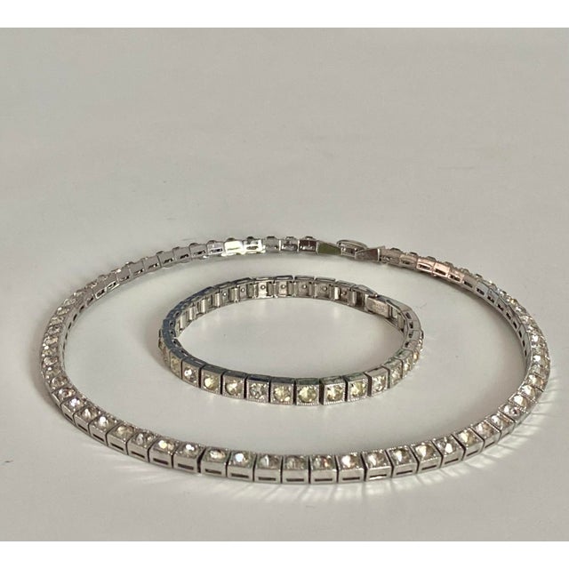 1950s Dorsons Demi-Parure Set in Sterling Silver; Tennis Bracelet + Tennis Necklace For Sale - Image 5 of 17