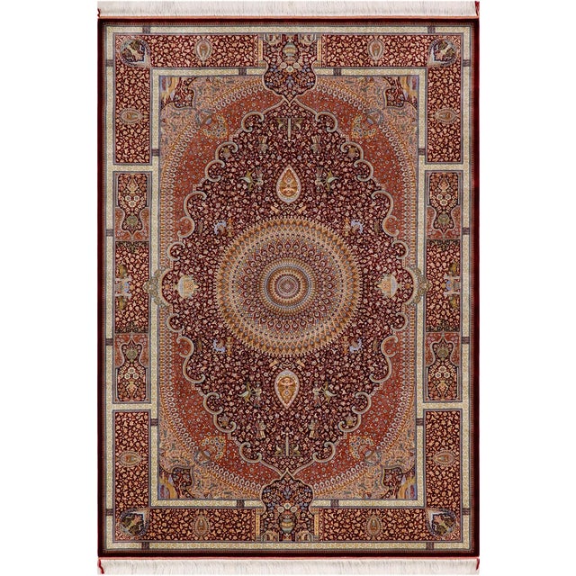 Fine Artisan Hand Knotted Red Silk Rug – 4'9" X 7'3" For Sale - Image 9 of 9