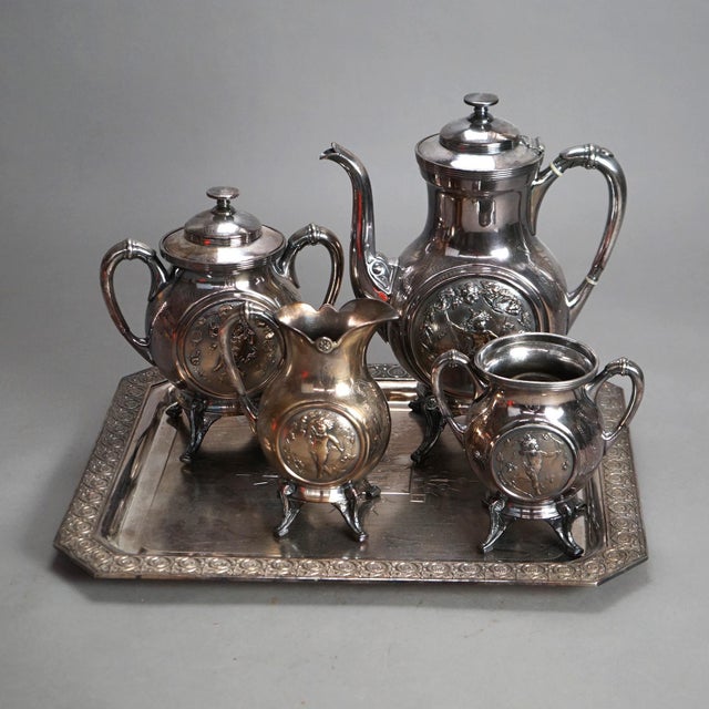 Antique 5 Piece Bailey & Brainard Egyptian Revival Silver Plate Tea Set Circa 1890 For Sale - Image 11 of 11