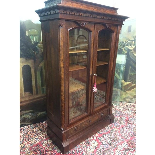 Antique Bookcase, Victorian Bookcase With Glass Doors For Sale - Image 12 of 13