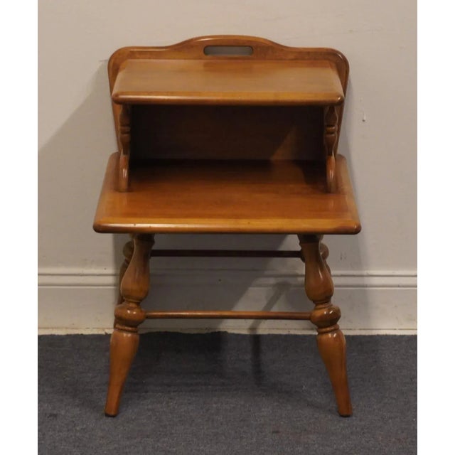 American Colombia Furniture Solid Hard Rock Maple Colonial Early American 20" Accent Step End Table For Sale - Image 3 of 8