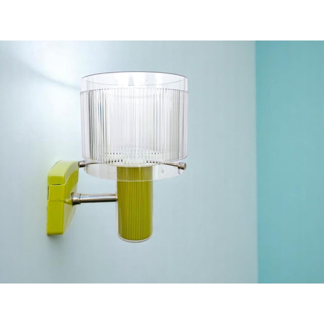Portuguese Mid-Century Modern Olive Green Acrylic Wall Sconce For Sale - Image 11 of 11