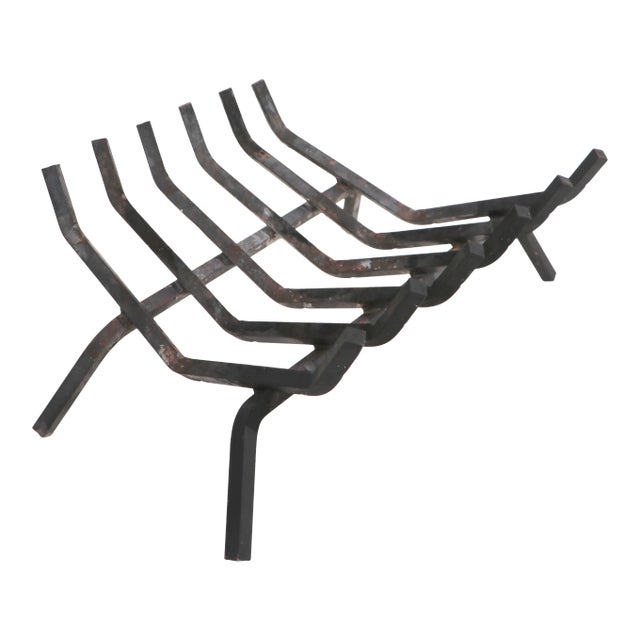 Mid Century Iron Fireplace Grate For Sale
