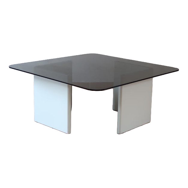 Smoked Glass and Lacquered Wood Coffee Table Model S17 from Ikea Sweden, 1970s For Sale