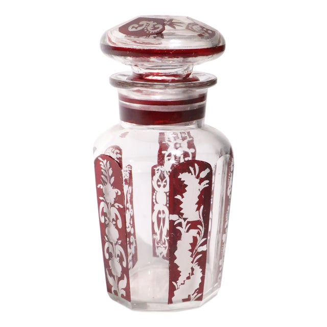 Early 20th Century Bohemian Ruby to Clear Glass Preserve Jar For Sale