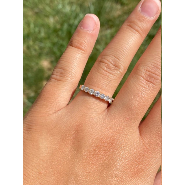 Metal The Amaya: Ladies 14K Gold Shared Prong Diamond Band set with 0.70 CTW For Sale - Image 7 of 9