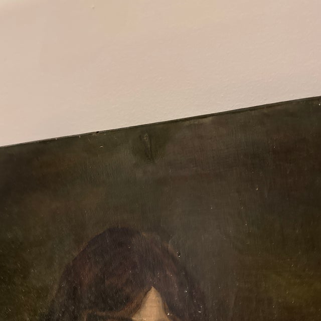 Green Antique Italian Oil on Canvas Portrait Painting of an Opera Singer For Sale - Image 8 of 8