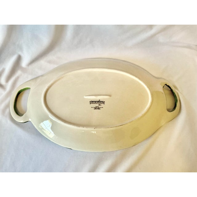 Ceramic Large English Style Serving Platter Tableware With Spring Green Vines and Pink Flowers For Sale - Image 7 of 17