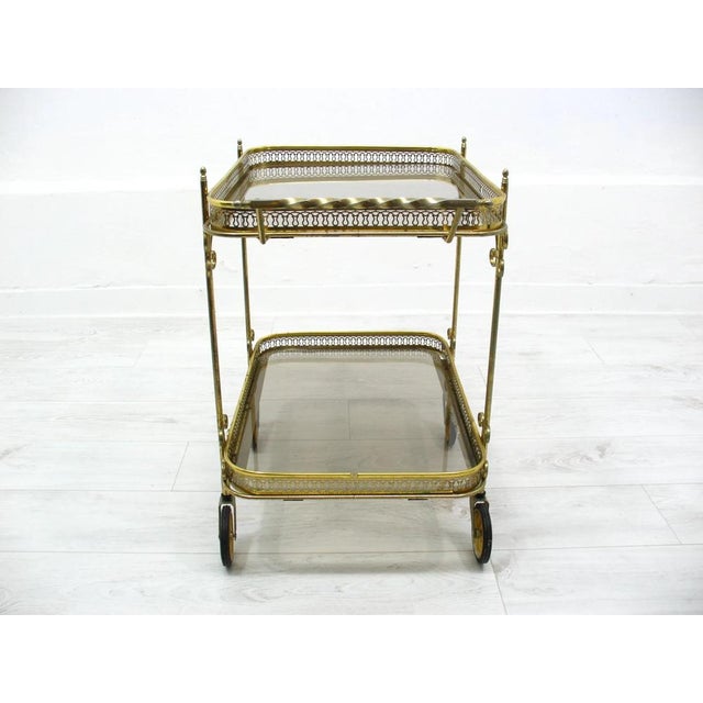 Mid-Century Modern Brass Serving Bar Cart, 1960s For Sale - Image 3 of 17