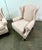 Late 20th Century Georgian Style Wingback Chairs Upholstered in Linen - A Pair For Sale - Image 4 of 9